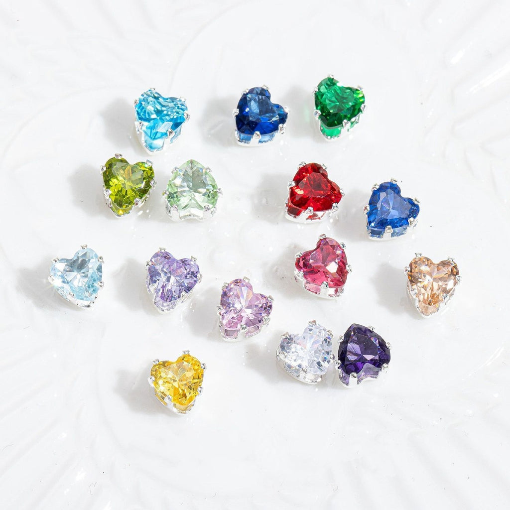 Heart Claw Inlaid With Diamonds 4mm（50pcs）